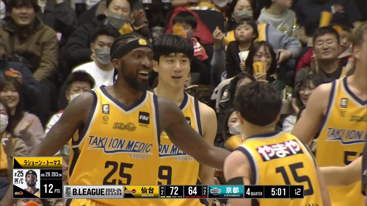 タフショットを決め溢れる笑顔☺️ 仙台#25 トーマスの連続バスケットカウント! Rashawn Thomas 仙台89ERS 📡バスケットLIVEで生配信中 #Bリーグ