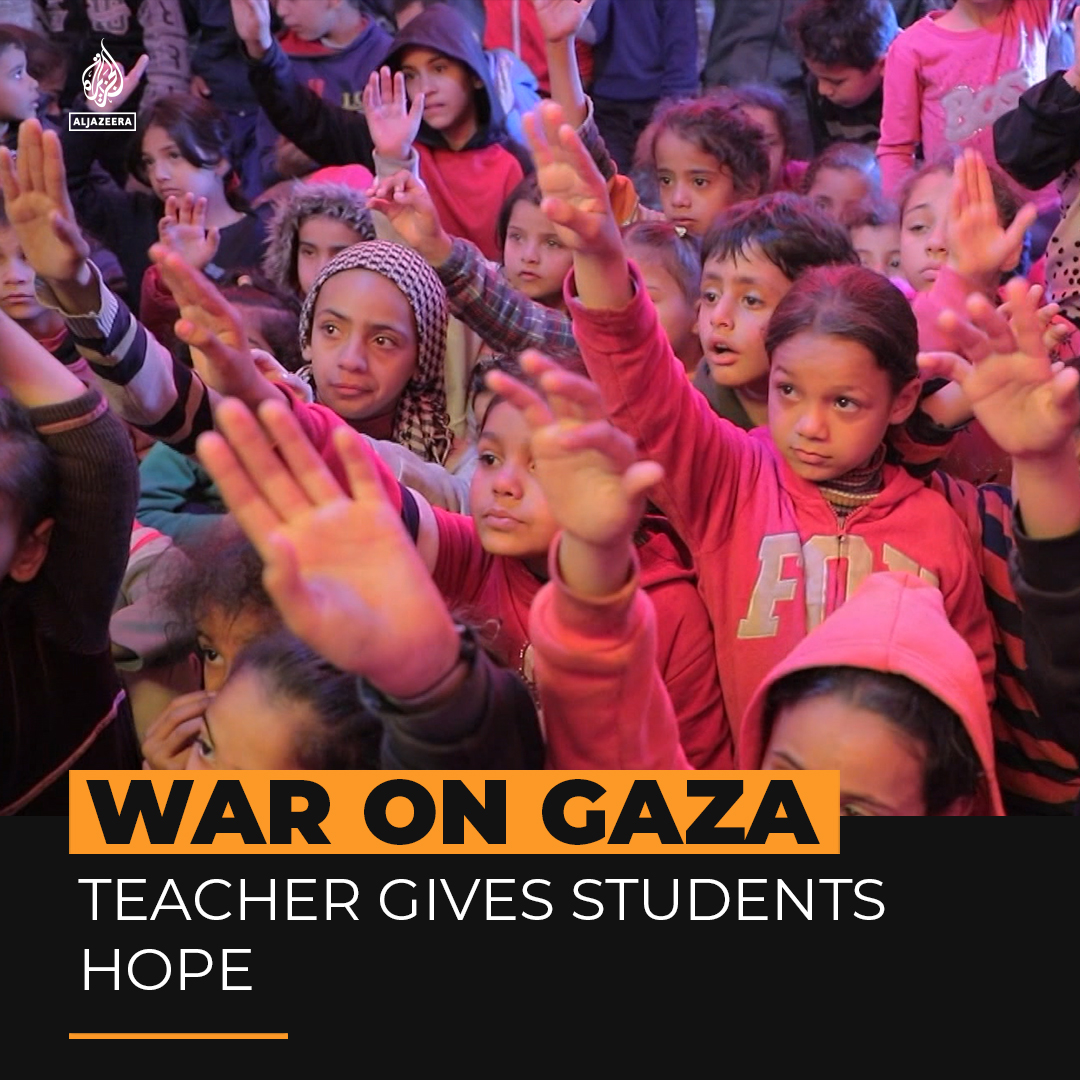 This teacher in Gaza has set up a tent school to offer displaced Palestinian children an education that would otherwise have stopped due to Israel’s war ⤵️