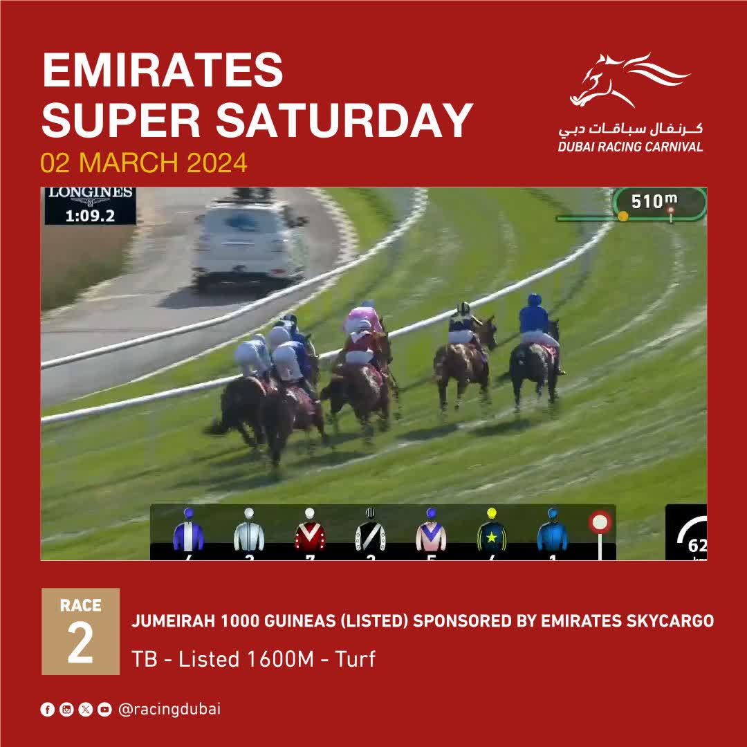 Did that just happen? 😱 William Buick lost his irons a long way from home aboard 𝐂𝐢𝐧𝐝𝐞𝐫𝐞𝐥𝐥𝐚'𝐬 𝐃𝐫𝐞𝐚𝐦 But somehow the fairytale continues for Godolphin's unbeaten filly in the Jumeirah 1000 Guineas Sponsored By @Emirates SkyCargo 💫 #SuperSaturday