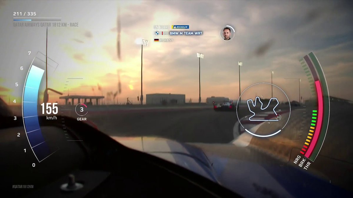Sunset. BMW Hypercar. René Rast. 🤩 Strap yourselves in and take a ride with the German driver in the No.20 BMW M Hybrid V8. Watch LIVE on #WEC #Qatar1812KM BMW M Motorsport René Rast