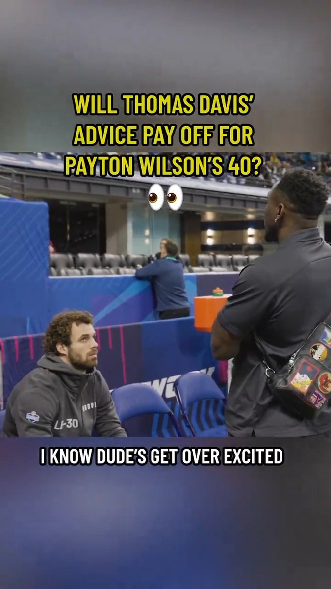 Pretty good advice from Thomas Davis... Payton Wilson ended up with the fastest 40 of all the linebackers. 🔥 📺: #NFLCombine on NFL Network 📱: Stream on #NFLPlus