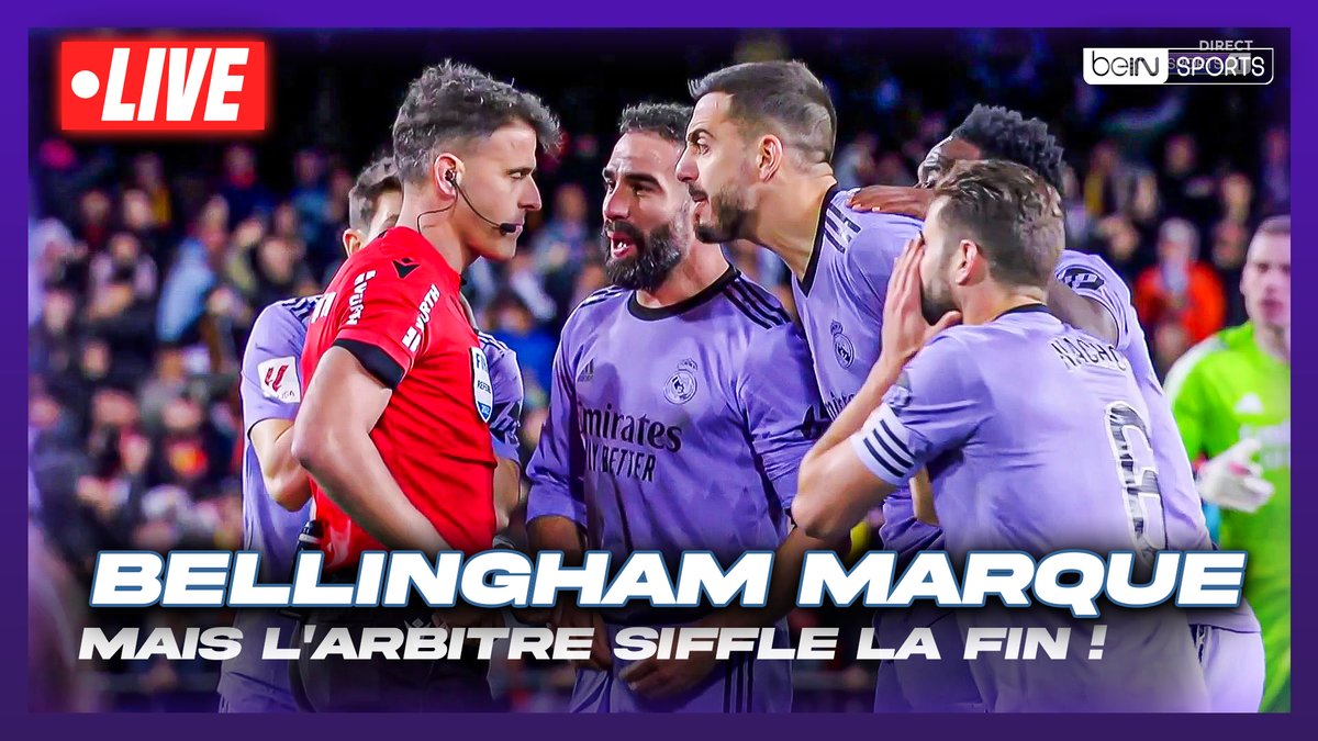 Le moment fou quand l’arbitre siffle la fin du match avant que Bellingham ne marque sur ce centre de Brahim Diaz ! 😱 Polémique incroyable en Espagne ce soir. 🤯 🎥 beIN SPORTS