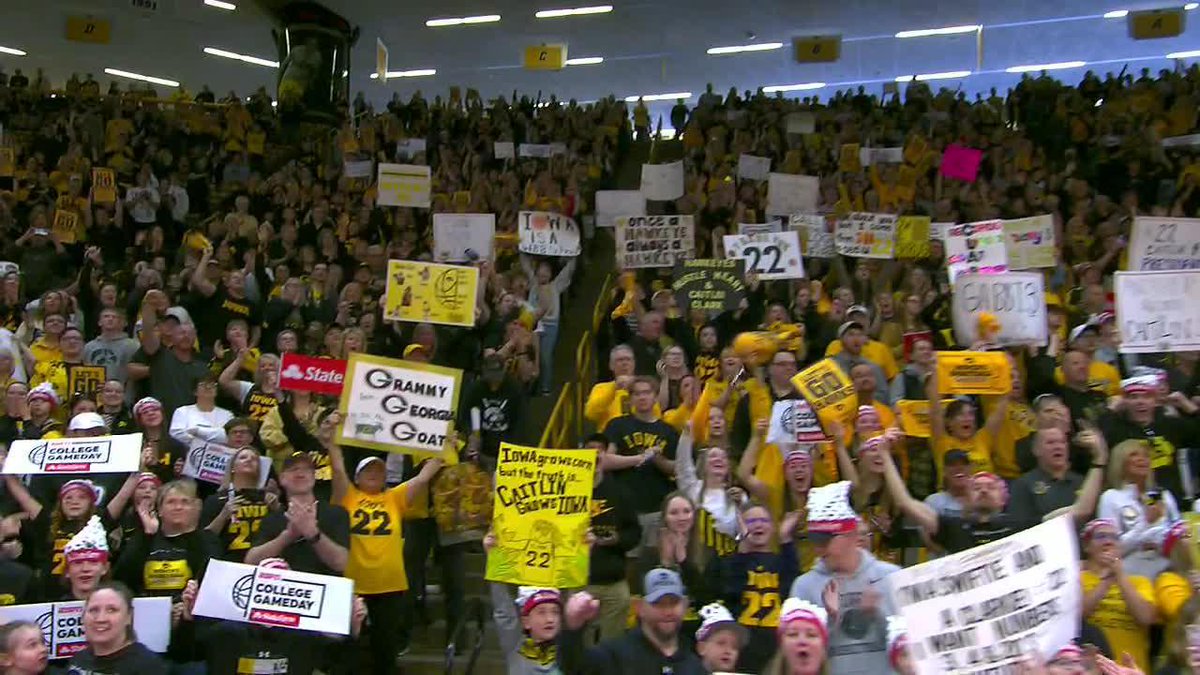 Today at Iowa: • Playing #2 Ohio State • Caitlin Clark’s senior day • Hosting College GameDay • Standing room tickets $250+ The scenes over an hour before tip-off: