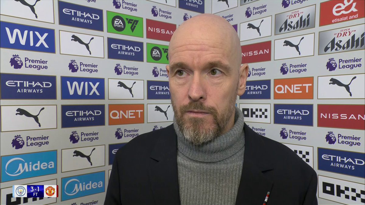 🗣️ "It was very small margins but all credit to [Manchester] City" Manchester United manager Erik ten Hag believes his side's plan 'went well' in their 3-1 derby defeat 🔴👏