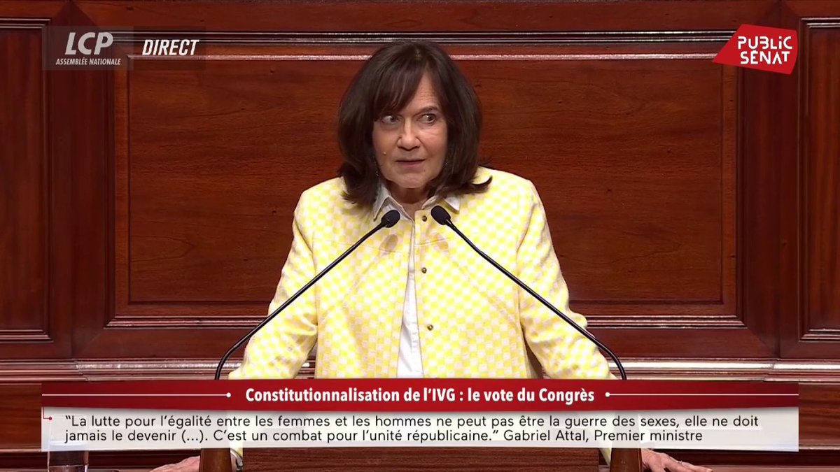 #IVGDansLaConstitution : "Depuis 1975, les anti-IVG n'ont jamais renoncé", déclare Laurence Rossignol."Nous leur disons : c'est fini !". "La France qui est là en Congrès aujourd'hui, c'est la France qui rayonne". #DirectAN #IVG