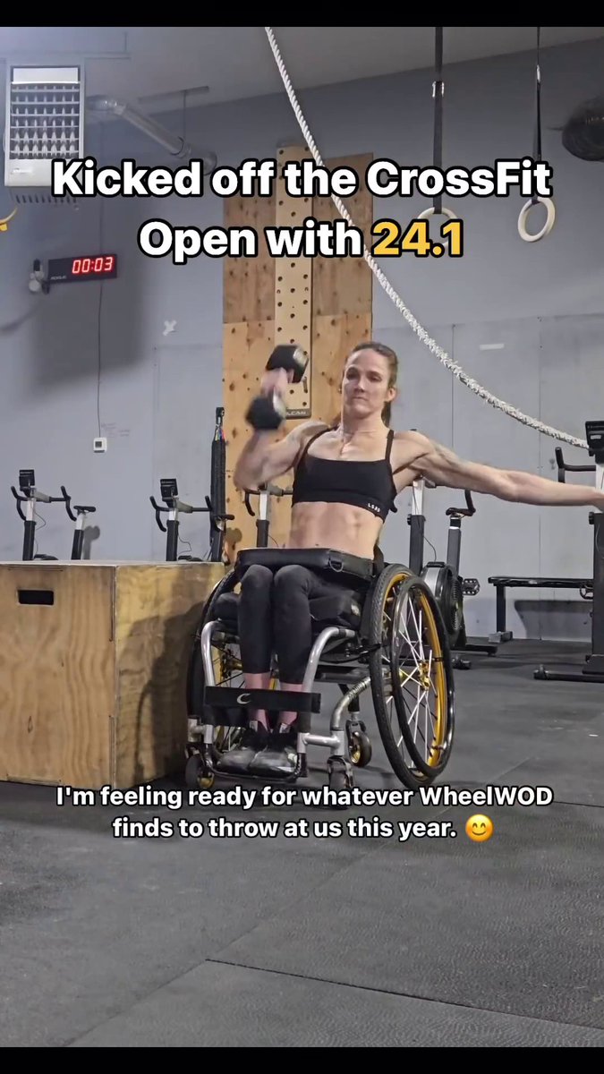 Andrea Wilson: Kicked off the CrossFit Open with 24.1 today. With Mayhem Athlete programming and coaching/training with Benjamin Swan I’m feeling ready for whatever WheelWOD finds to throw at us this year. 😊 Join the Adaptive CrossFit Open at