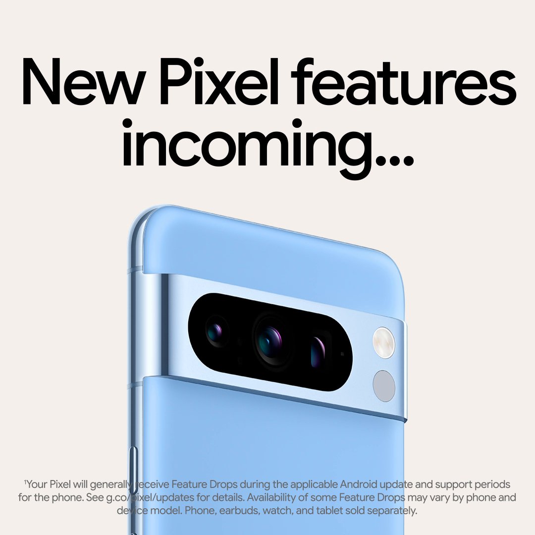 #TeamPixel—another #FeatureDrop¹ is heading your way! 📍Transit directions on your wrist² 📱App screen sharing³ ⌚️Expanded health & fitness features for 1st-gen #PixelWatch⁴ ⁵ 🌀Circle to Search coming to #Pixel7 & Pixel 7 Pro⁶ 🎉And more Learn more: