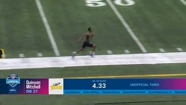 Toledo CB Quinyon Mitchell put his abilities on display at the #NFLCombine 🗣️🔥 Quinyon Mitchell | Toledo Football