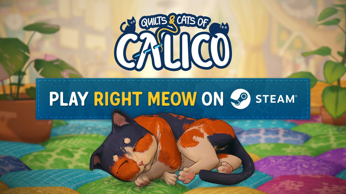 Quilts and Cats of Calico is OUT MEOW on #Steam! 🎉 Make cozy quilts solo or with up to 4 other kitty lovers. Create and pet #cats, and make it as a Quilter in the city of cat worshippers! Don’t hesitate, your pawtastic adventure awaits!😻 FLATOUT GAMES