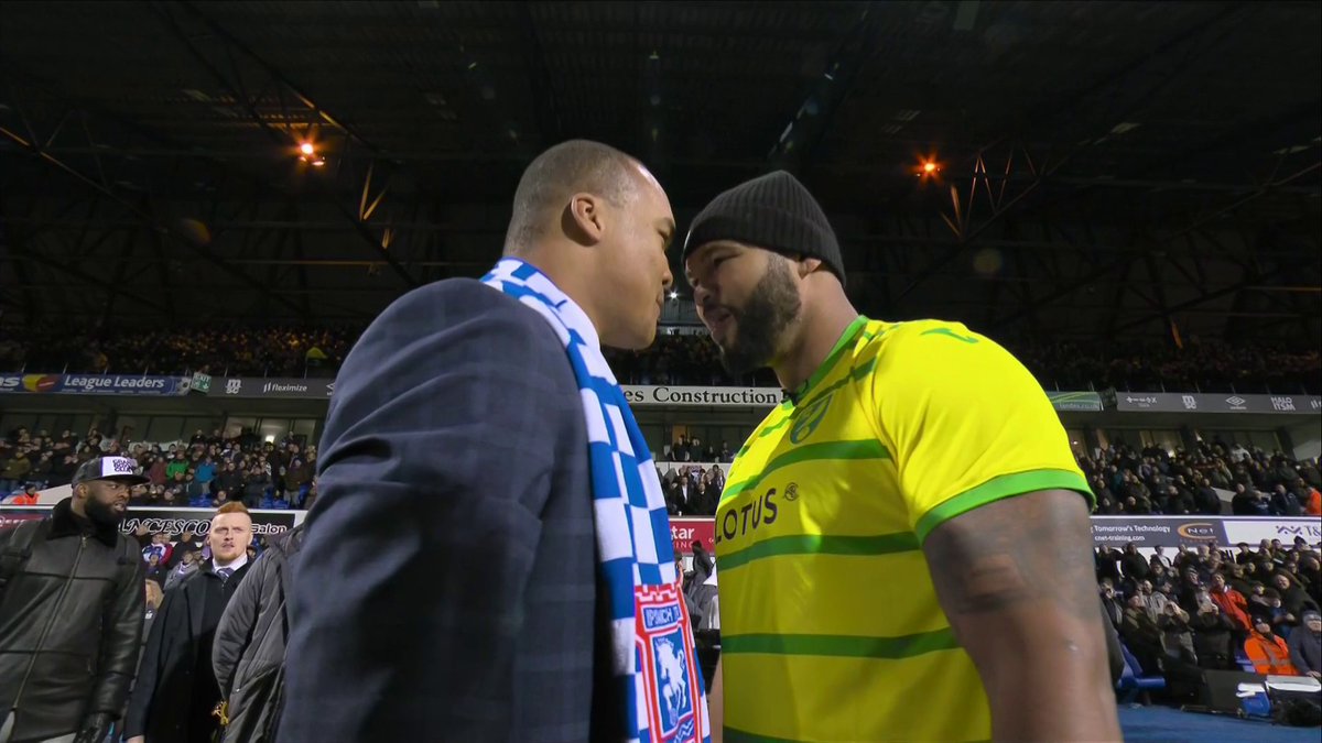 Fabio Wardley and Frazer Clarke squaring up at Portman Road 🥊