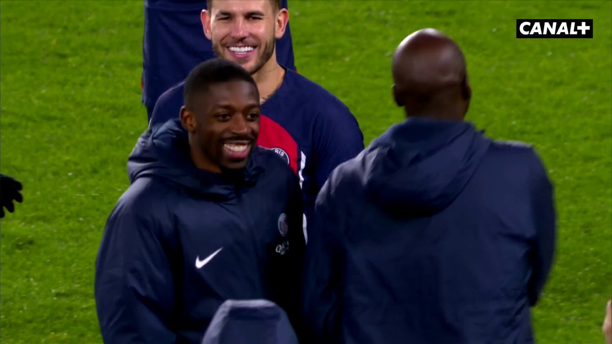 La grande joie d'Ousmane Dembélé après la qualification du Paris SG 😄 #RSOPSG