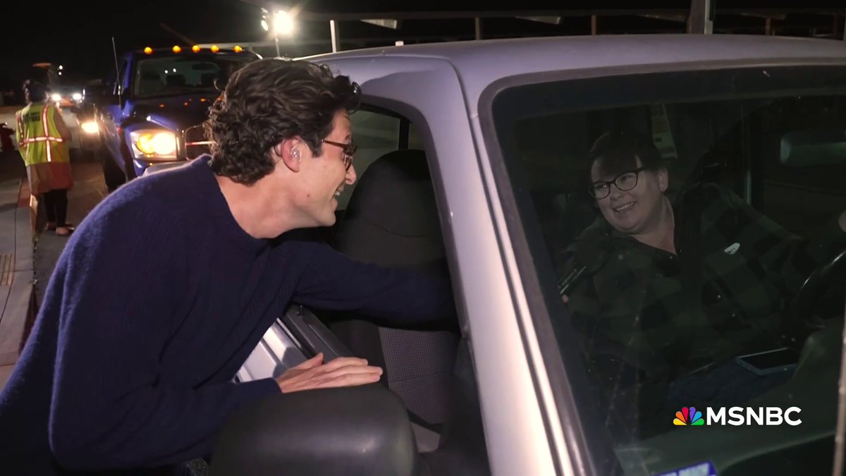 NBC News' Jacob Soboroff talks to a voter at an Orange County, California voting center