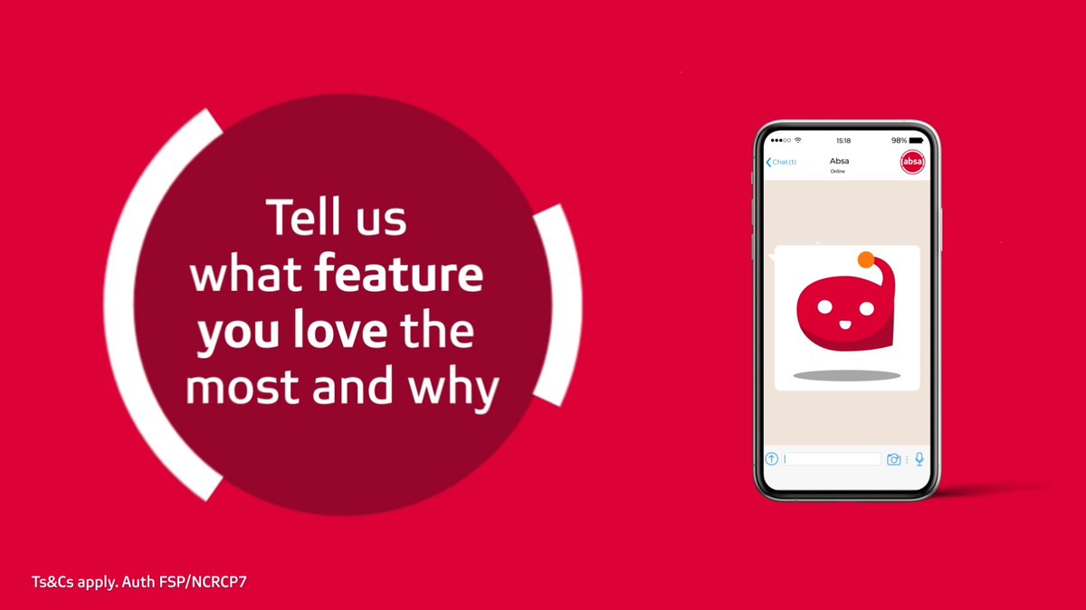 We L❤️VE Wednesdays with Absa! Be one of ten to WIN a R1 000 ChatWallet 🎊 Sign Up for ChatWallet (WhatsApp “Hi” to 086 000 2428) and tell us what feature you love the most and why. Reply using #WeDoMoreWednesdays and the ❤️ emoji. Ts&Cs apply. #YourStoryMatters