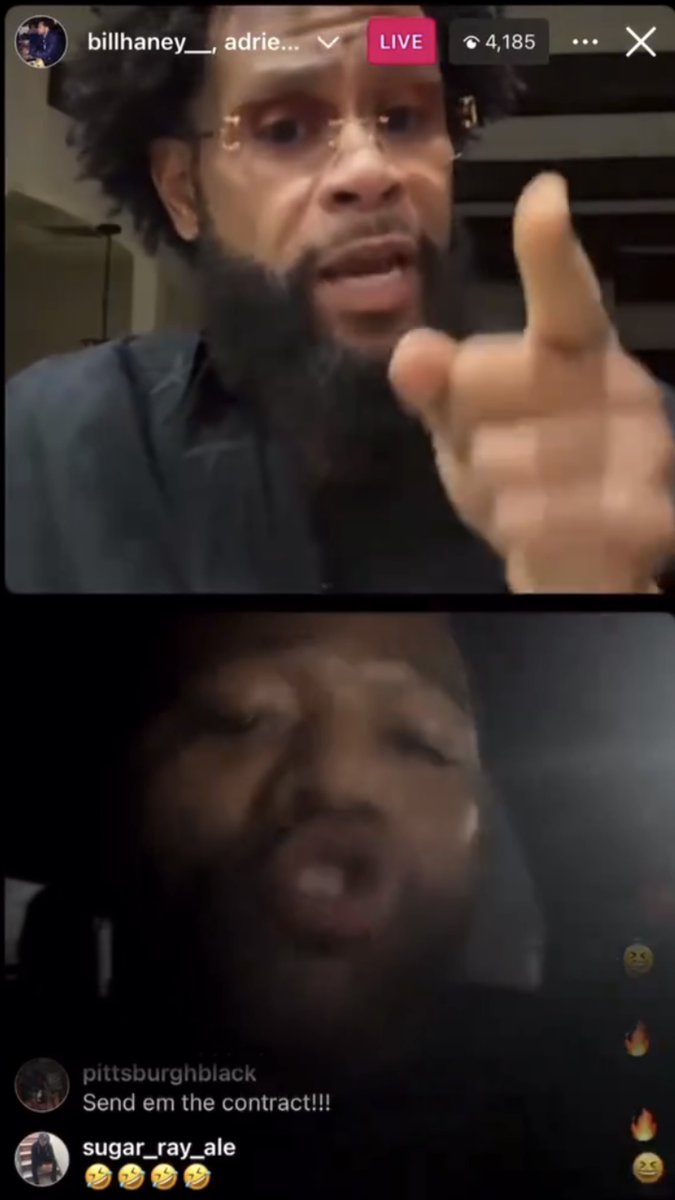 ‼️ Adrien Broner and Devin Haney's father Bill Haney going at it on Instagram live today about the Gervonta Davis sparring video: "If Ryan's having mental problems, fight me you bitch ass n***a." [🎥 Bill Haney]