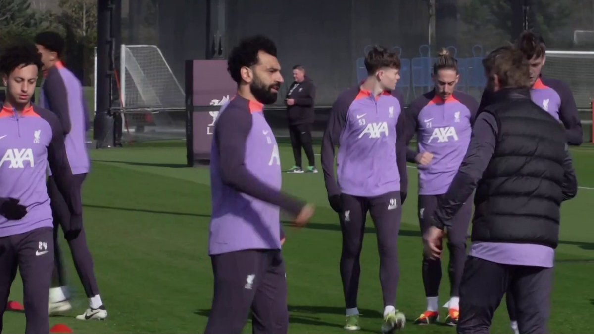 Mohamed Salah is back training with the Liverpool squad after recovering from a hamstring injury 🔴✅