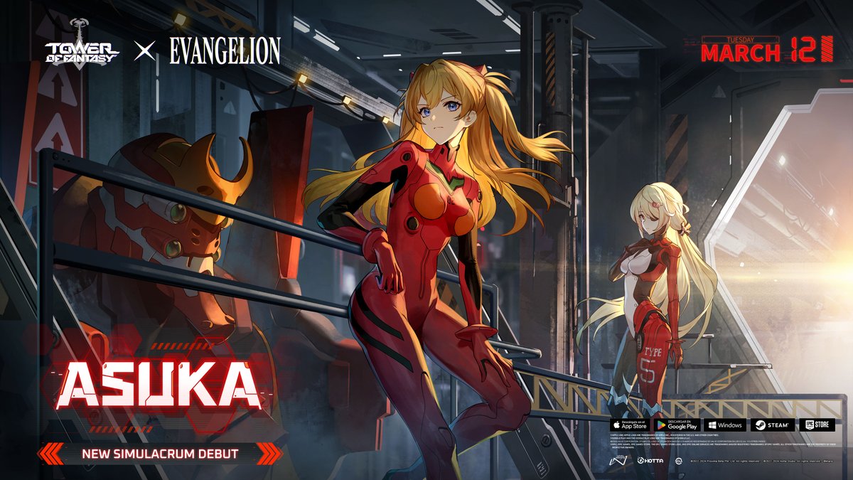 📢#TowerofFantasy ⚔ #Evangelion To fight against Angel attacks, the whole of Mirroria has fully prepared. Asuka doesn't linger over the neon-filled view but brings her all to protect the city from the invasion of Angel attacks.😤 Luckily, Asuka is not alone here... #Mar12