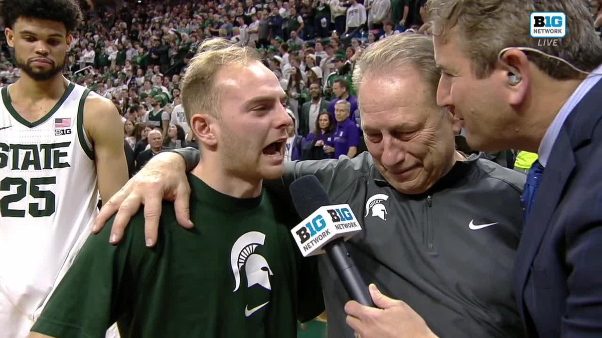 "I'm just so thankful that he allowed me to walk-on five years ago." Steven Izzo gets emotional in this Michigan State Men's Basketball senior night interview with Andy Katz. ⤵️