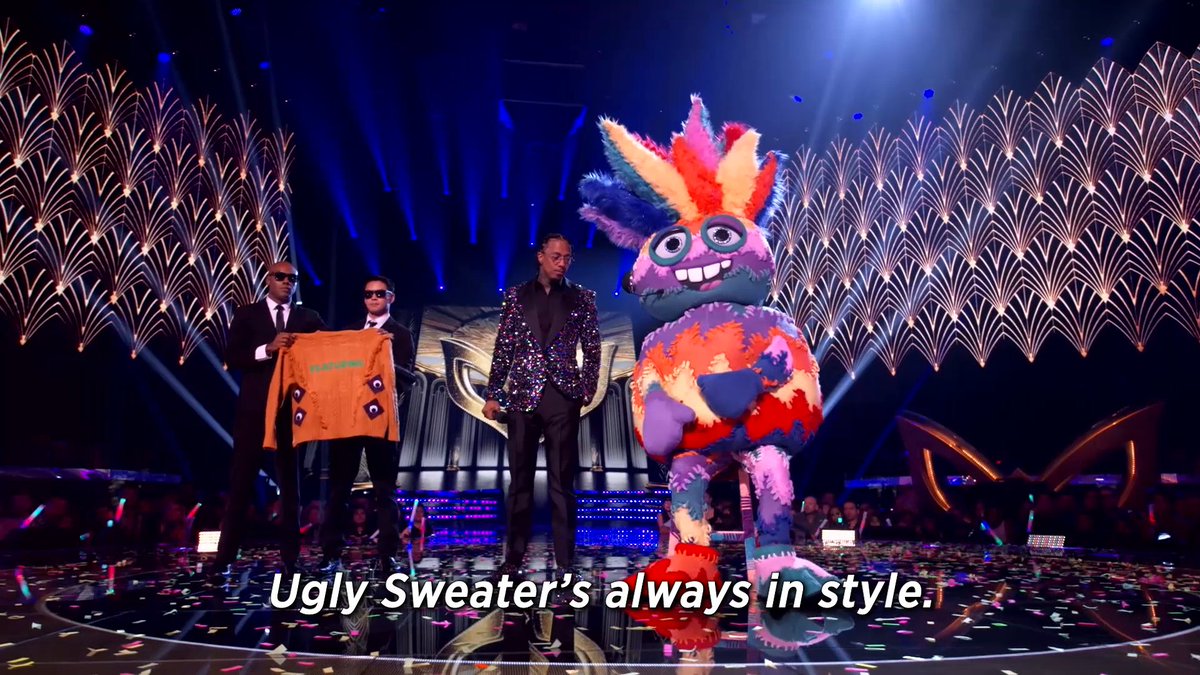 I'm itching to figure out who #UglySweaterMask is! Any guesses? #TheMaskedSinger