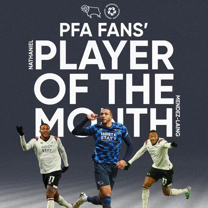 Your votes have helped Nathaniel Mendez-Laing win the PFA Fans' Player of the Month Award for February! 🏆🇬🇹 #DCFC #dcfcfans