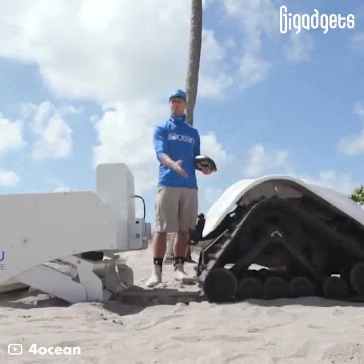 This robot patrols to clean up beaches. BeBot is a beach cleaning robot that runs on a mix of solar and battery power being 100% electric. #gigadgets #beachclean #robot #solarpower #environmentallyfriendly