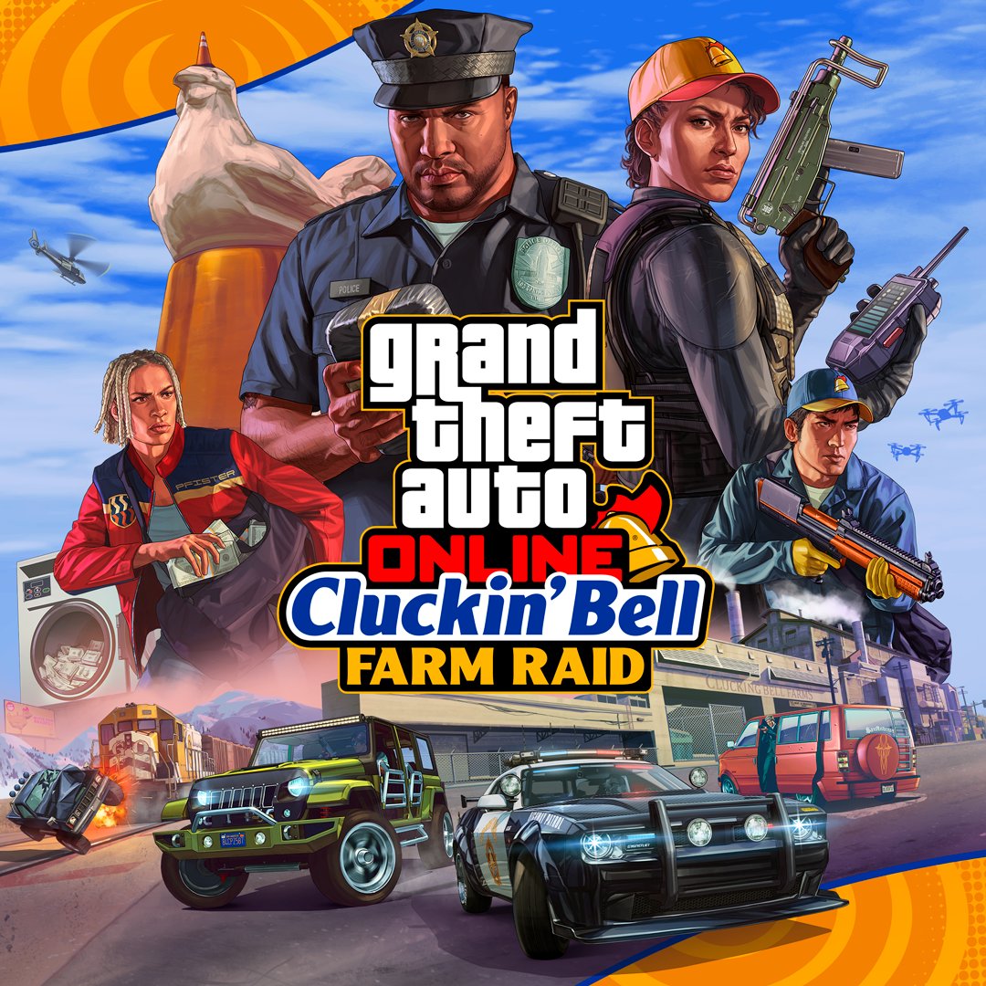 Corrupt cops. Killer cartels. The aroma of factory-farmed poultry. Take down an illegal narcotics operation in The Cluckin’ Bell Farm Raid — the newest action-packed update to GTA Online, available today and free across all platforms: