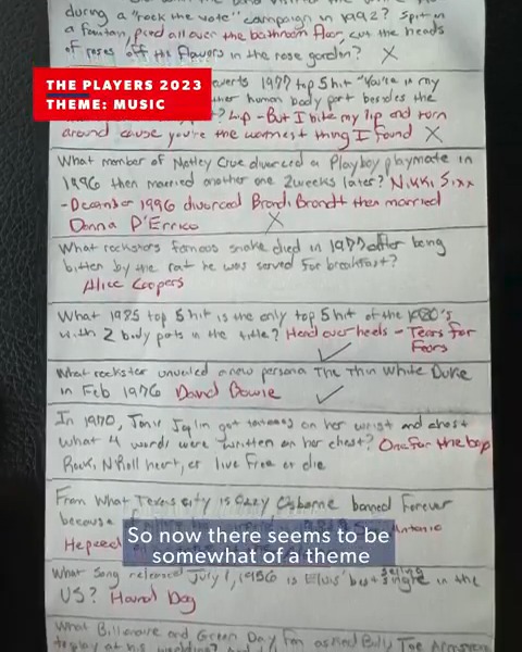Yardage book used for ... trivia? Chris Kirk and his caddie Michael have found a fun and interesting way to pass time on the course.