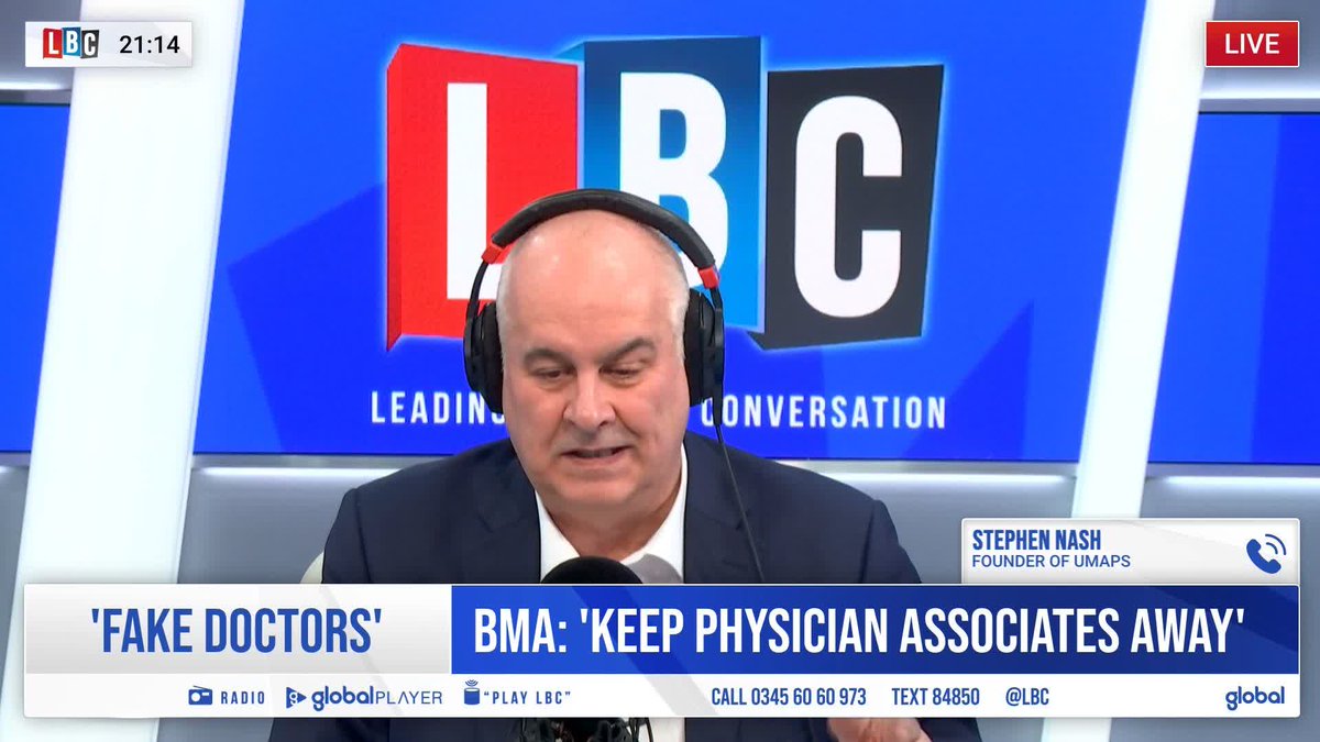 'This sort of rhetoric that we're sitting in the background pretending to be doctors is disingenuous.' UMAPS' Stephen Nash tells Iain Dale 🏴🇬🇧 ⚒️ that the release of documents that 'greenlight the bullying of physician associates' creates an 'incredibly toxic environment'.