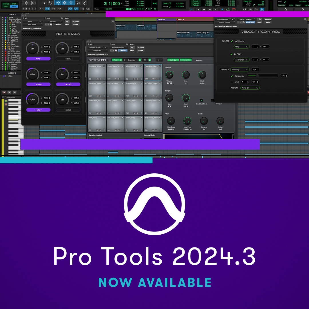Pro Tools 2024.3 is now available—introducing MIDI plugins, live Dolby Atmos re-renders, Sibelius copy/paste, and more ▶️ #avid #protools #update #midi #protoolssketch #dolbyatmos #detachabletabs #sibelius #musicproduction #recording #mixing