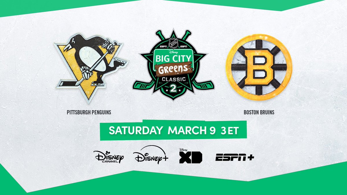 The Pittsburgh Penguins and Boston Bruins each will face a division rival tonight before things get animated between the clubs Saturday in the made-for-kids NHL Big City Greens Classic 2. 🗓️ March 9 at 3 p.m. ET 📺 ESPN+, Disney+, Disney Channel & Disney XD 📰