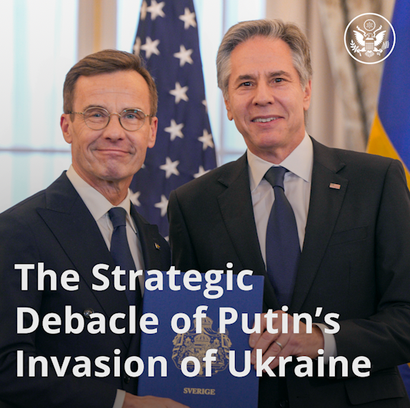 “Swedes realized something very profound: that if Putin was willing to try to erase one neighbor on the map, then he might well not stop there.” - Secretary Antony Blinken on Sweden joining NATO