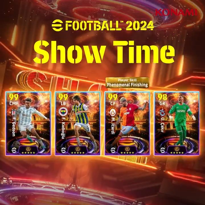 【Show Time: Trendyol Süper Lig】 トルコリーグのShow Time4名がブースター(トータルパッケージ +3)持ちで登場! リーグ戦で上位を走る4チームから各1名ずつをピックアップ🔥 トルコリーグの選手を多く集めて、ブースターの最大効果を発揮しゲームを優位に進めよう! #eFootball #イーフト