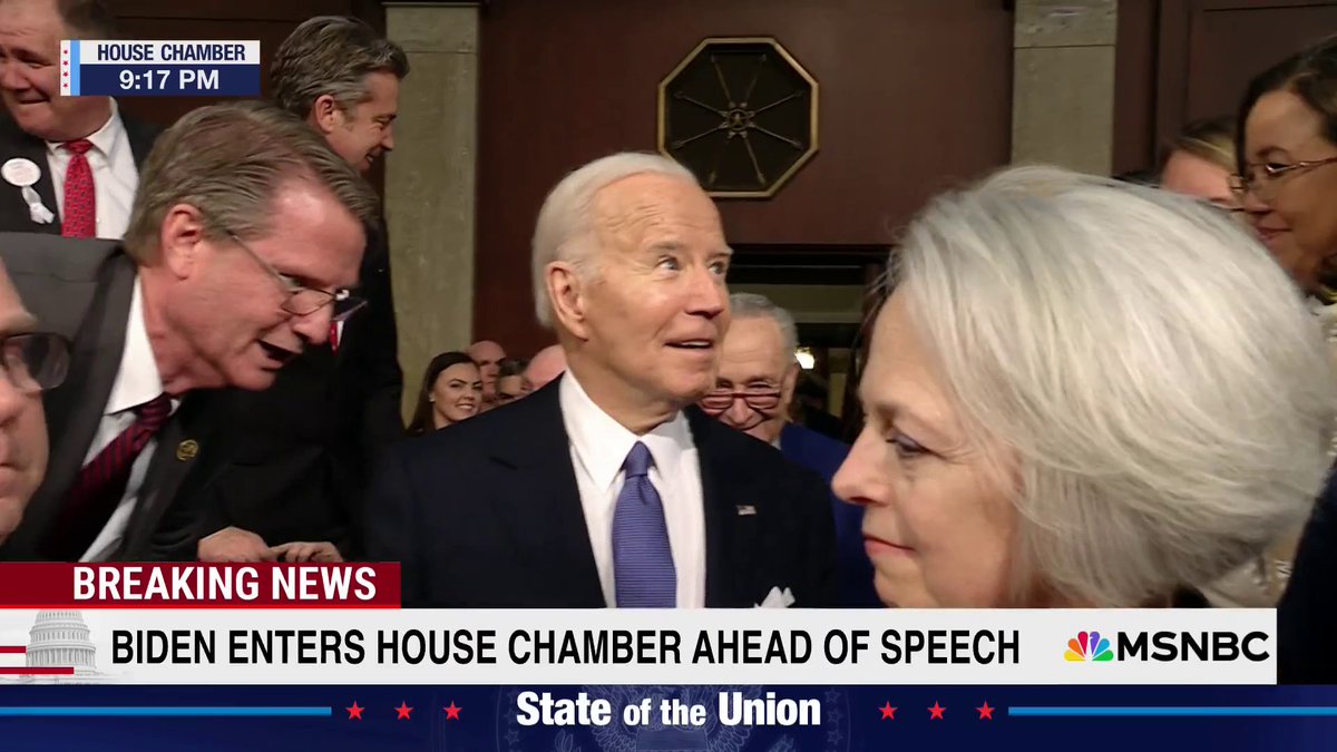 WATCH: President Biden has arrived to the chamber to deliver the #SOTU address
