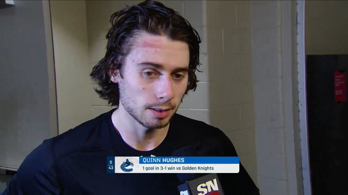 “A good accomplishment only giving up three goals on this trip.” Quinn Hughes with Canucks Reporter following the win over Vegas!