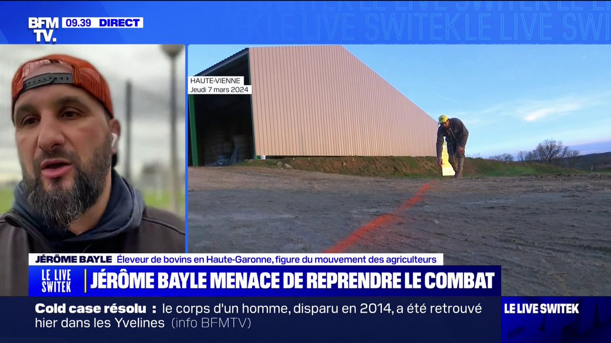 Contrôle des agriculteurs: "On est sûrement plus surveillés que les fichés S" affirme Jérôme Bayle, éleveur