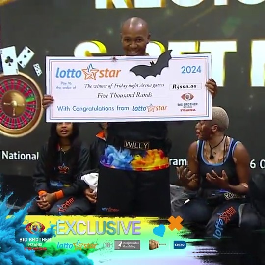 Willy is a 3x Friday night Arena Games winner, becoming the housemate with the most wins of the season so far. The Friday night Arena Games are brought to you by our headline sponsor Lottostar #BBMzansi #SyaMosha