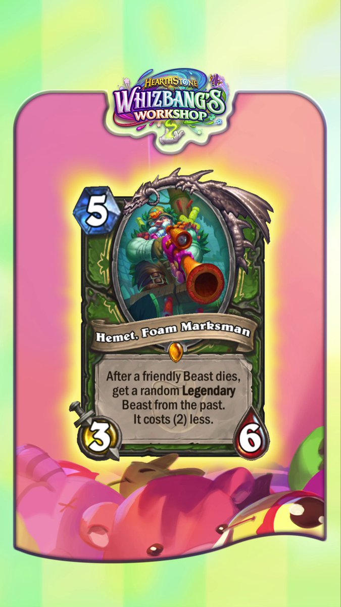 Hemet, Foam Marksman calls Beasts from the past to battle! Catch up on all the Hunter cards we revealed today, coming March 19th in Whizbang's Workshop.
