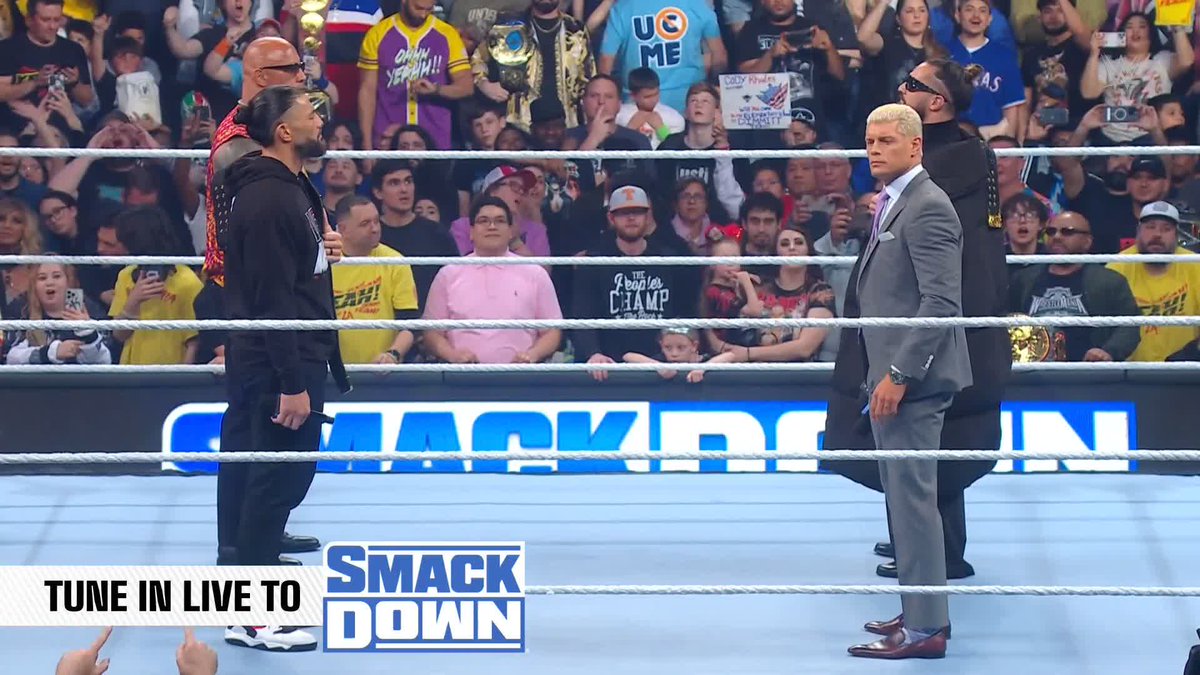 "Do you have the authority to make that stipulation?" 🤭 Cody Rhodes reminds Dwayne Johnson that he acknowledged Roman Reigns as "The Tribal Chief." #SmackDown