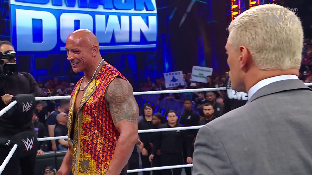 The Rock calls Cody Rhodes a mistake &amp; Rhodes slaps Rock. #SmackDown