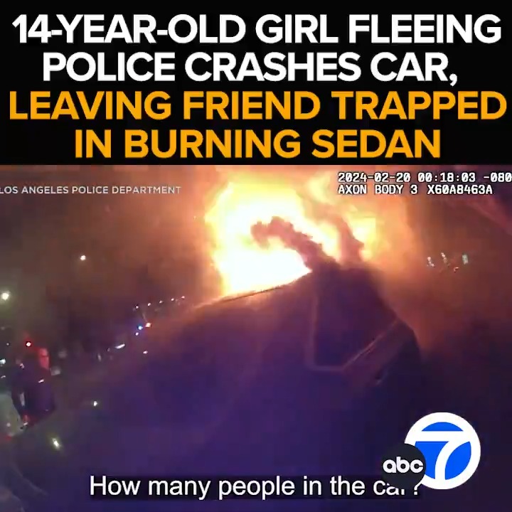 LAPD is releasing video of a fiery crash after a 14-year-old girl flees a traffic stop, crashing into a light pole leaving her friend trapped in the burning car. What the driver didn't tell police that likely cost her friend's life. Tonight at 11 from ABC7