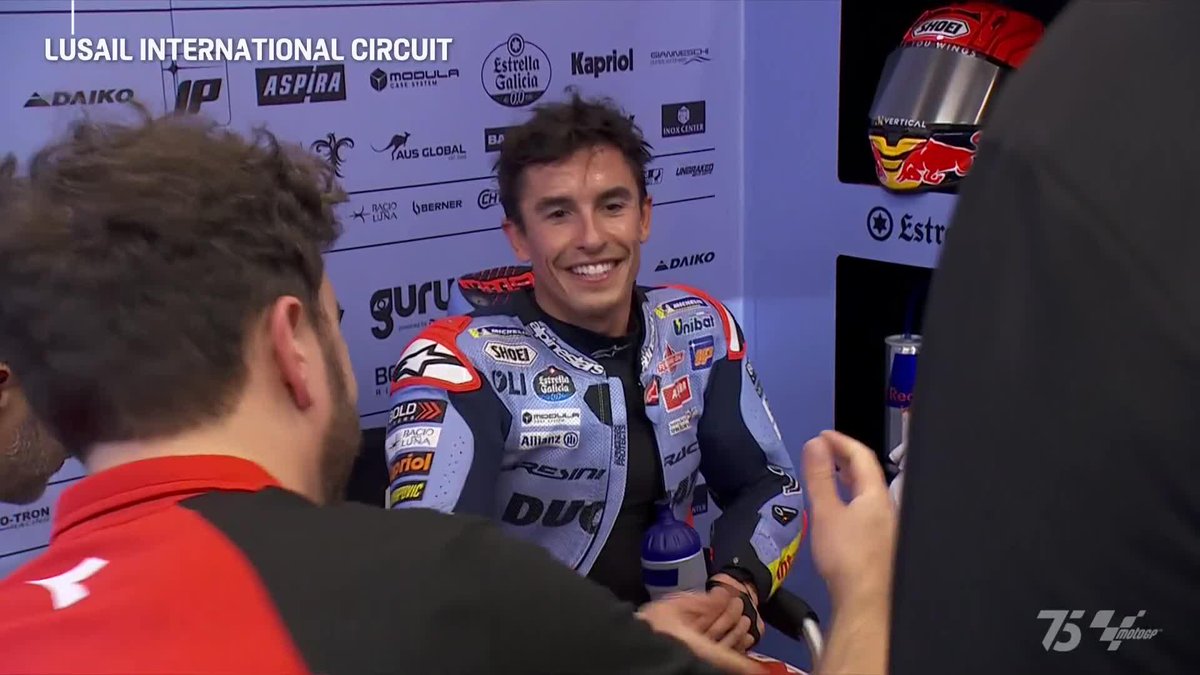 That's one happy boy! 😃 P5 in his debut ride with Ducati! 🔥 Marc Márquez is back in business 👊 #QatarGP 🇶🇦
