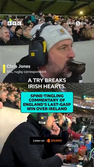 🎙️ Commentary at its very best! Chris Jones calls Marcus Smith's winning drop goal for 🌹 England v Ireland ☘️ 😆 Contrasting emotions from Tommy Bowe & Matt Dawson. #BBCRugby #SixNations #ENGvIRE