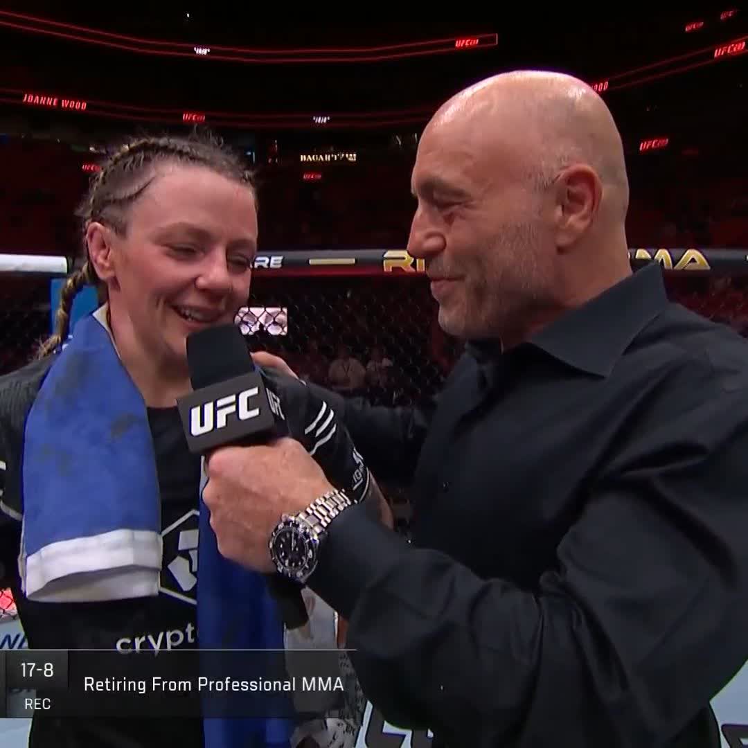 "I could've done that in the first and it would've been different!" 😅 💙🏴 Happy trails to one of Scotland's finest, the mighty Joanne Wood Joanne Wood! #UFC299