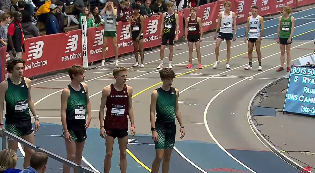 AMERICAN FORK’S DANIEL SIMMONS DESTROYS THE U.S. HIGH SCHOOL BOYS INDOOR 5K RECORD 🚨 13:38.86 AT NEW BALANCE NATIONALS‼️ Previous record was 13:56.82 by Tyrone Gorze at last year’s national championship. #NBNationals LIVE STREAM: WATCH THE FULL RACE ⤵️