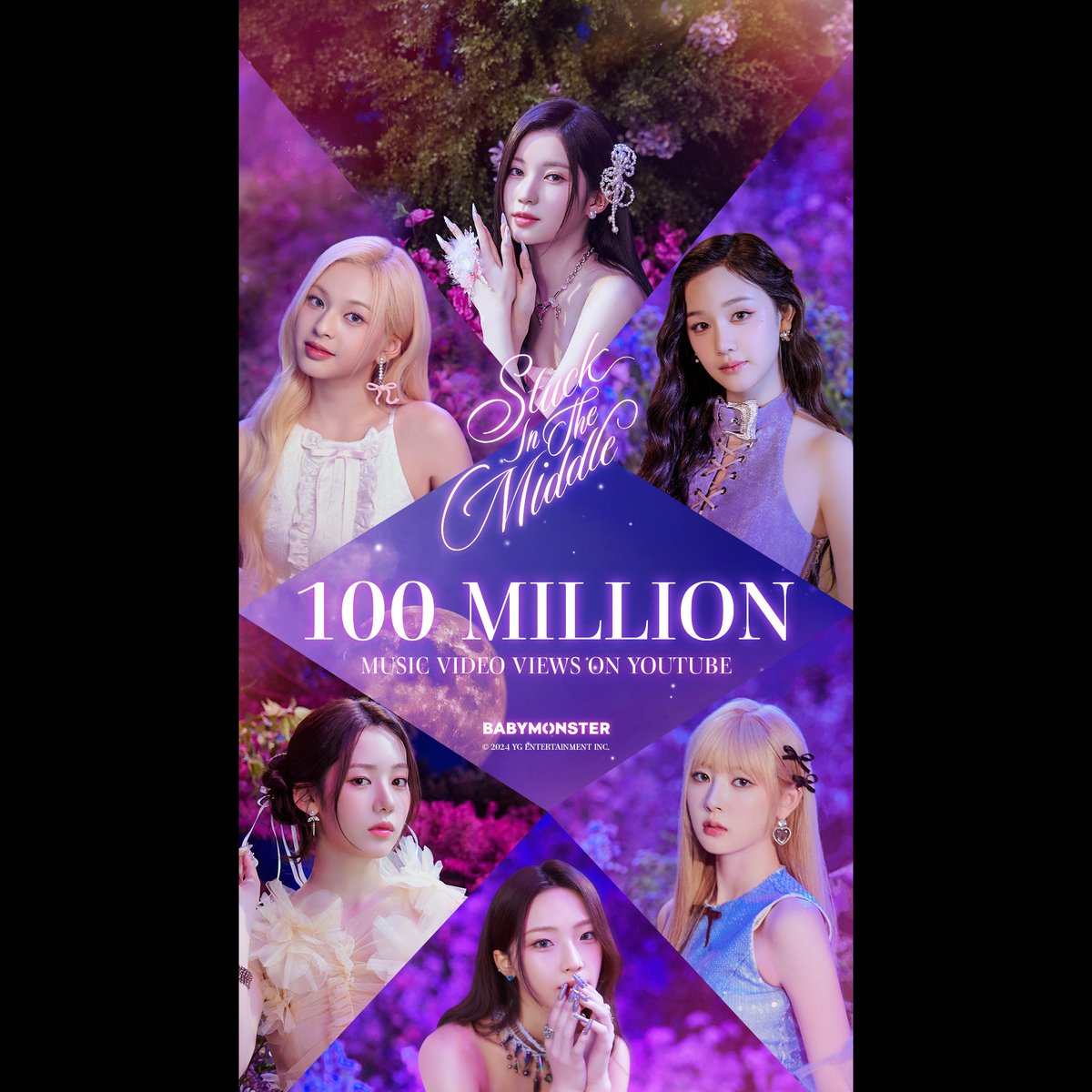 #BABYMONSTER 'Stuck In The Middle' M/V HITS 100 MILLION VIEWS YouTube BABYMONSTER Fans worldwide, thank you so much! 'Stuck In The Middle' M/V 🎥 #베이비몬스터 #StuckInTheMiddle #MV #100MILLION #YOUTUBE #YG