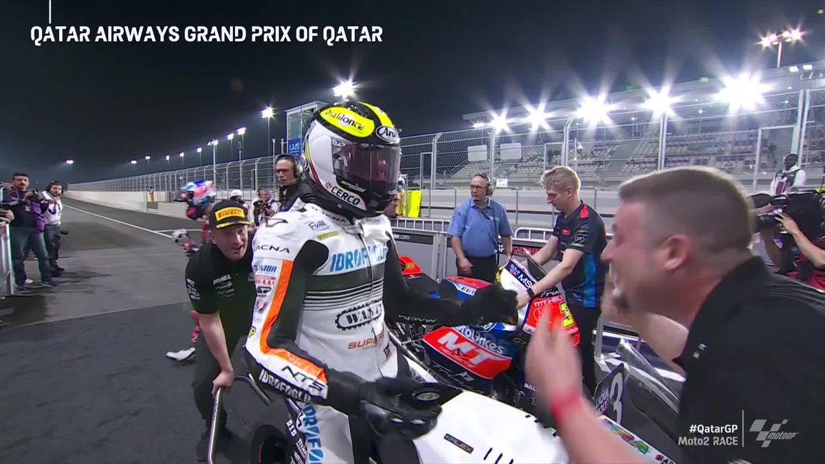 🔥 Barry Baltus take a bow! The Belgian's first podium was so nearly a win! 🥈 That's the first #Moto2 podium for a Belgian rider since Xavier Simeon back in 2015! 🇧🇪 #QatarGP 🇶🇦