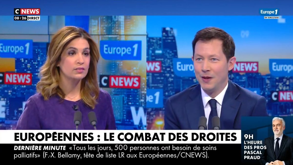 Notre adversaire, c’est tout ce qui conduit au déclin du pays. La gauche est au pouvoir depuis 2012 en France, et le macronisme au parlement européen est seulement un socialisme de plus. Invité de Mabrouk Sonia sur Europe 1 et CNEWS. #LaGrandeITW