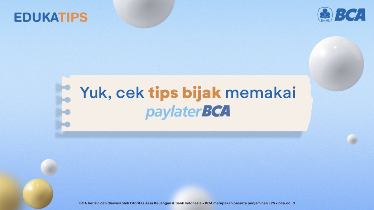 Punya Paylater BCA bisa untuk apa aja? Tentunya jadi mempermudah kebutuhanmu yang mendesak. Jangan lupa ajuin diri untuk aktifin langsung~ Info selengkapnya di