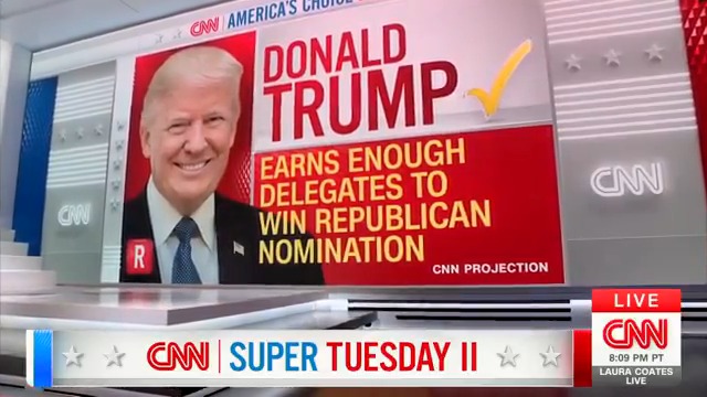 🚨 CNN announces that Donald Trump has won the GOP Nomination