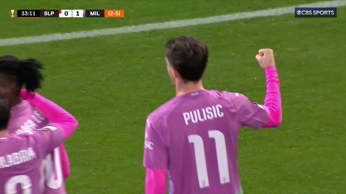 WHO ELSE BUT CHRISTIAN PULISIC? WHAT A GOAL TO OPEN THE SCORING FOR AC MILAN WHO ARE ALL BUT THROUGH TO THE EUROPA LEAGUE QUARTERFINALS 🔥 THREE GOALS IN THREE MATCHES (via CBS Sports Golazo ⚽️)