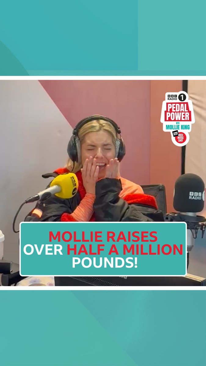 the moment MOLLIE KING found out she’s raised over half a million pounds! 🥹🎉 #radio1pedalpower #comicrelief to donate online and support mollie's challenge attempt, visit